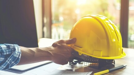 architect's helmet, architectural plans, sketching construction projects,