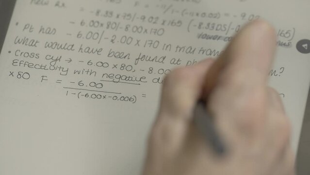 Neat Handwriting of Optometry Equations on Smart Tablet in Slow Motion
