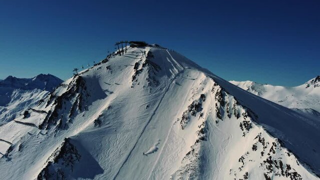 Masnerkopfbahn mountain peak with ski lift high in Alps of Europe