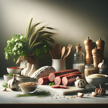 Natural Light Kitchen Scene with Jitrnice and Herbs