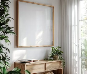 Frame Mockup Set in a Living Room Interior Background, Scandinavian Style. Presented in 3D Render. Made with Generative AI Technology