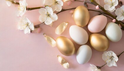 Naklejka na ściany i meble easter eggs on a pink background