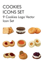 Cookies logo vector icon set