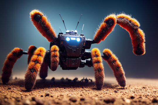 Macro   robot like tarantula Sci-fi style wallpaper