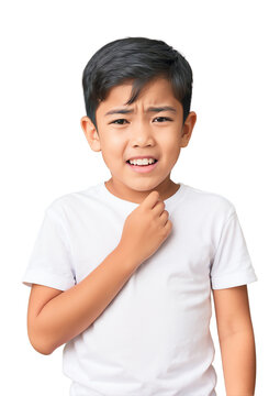 Portrait of cute middle east asian kid boy sad unhappy crying upset emotional looking at camera wearing casual outfit upper body with clean white teeth from Generative AI
