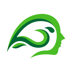 Leaf Head Vector Logo Design Template