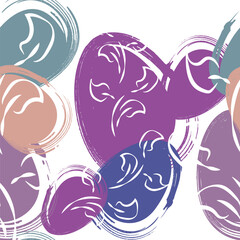 Vector. Easter design with hand drawn brush strokes, pastel color eggs. Modern minimalist style. Seamless pattern, background for a postcard, banner, brochure, poster and other promotional products.