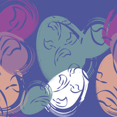 Vector. Easter design with hand drawn brush strokes, pastel color eggs. Modern minimalist style. Seamless pattern, background for a postcard, banner, brochure, poster and other promotional products.