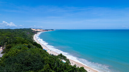 Fototapeta premium Aerial view of Madeiro beach, in Pipa, Natal, Rio Grande do Norte, Brazil