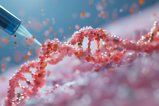 DNA research, biochemistry, genetics and medicine concept. 3D rendering