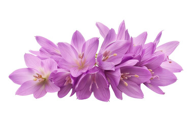 Amethyst-Hued Colchicum Flowers isolated on transparent Background