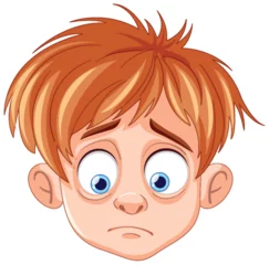 Deurstickers Vector illustration of a boy with a concerned expression. © brgfx