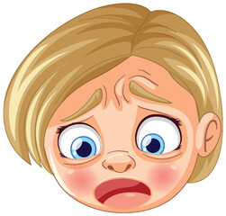 Vector illustration of a young girl looking worried.