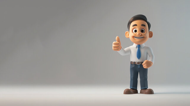Illustration of A businessman wear white shirt, thumb up, smile