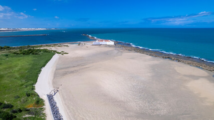 Aerial view of the beach, in Natal, Rio Grande do Norte, Brazil.