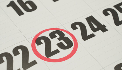 Day 23 of the calendar marked with a red circle.