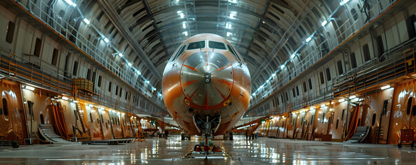 Commercial Airplane in Maintenance Hangar - obrazy, fototapety, plakaty