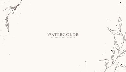 Abstract horizontal watercolor background. Neutral light brown yellow colored empty space background illustration