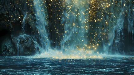 Digital golden stars watercolor poster horizontal version web page PPT background