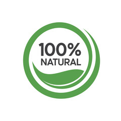 100% natural label, 100% natural icon, vector art.