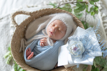 Newborn photography of a Taiwanese and half-Australian half-born 8 days old newborn baby sleeping...