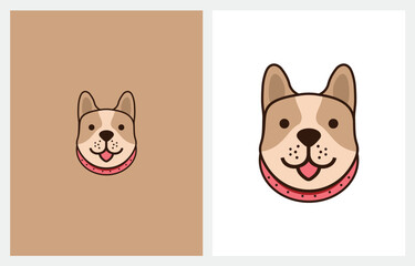 Cute Dog Pet Puppy logo design vector label illustration iconPrint