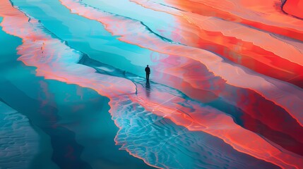 Rainbow ripples lake water illustration background poster decorative painting - obrazy, fototapety, plakaty