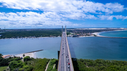 Aerial view of the Newton Navarro Bridge, in Natal, Rio Grande do Norte, Brazil.