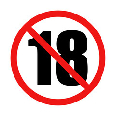 Vector No Under 18 Sign on White Background