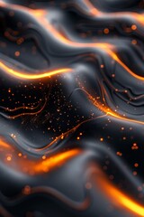 Black Liquid Background with Ripples Futuristic Texture with Neon Highlights 