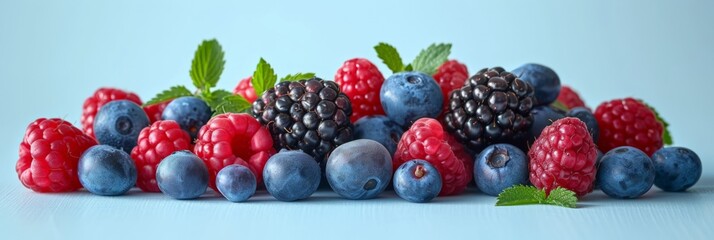 Big Pile of Fresh Berries on the White Background 