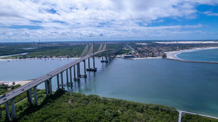 Fototapeta na wymiar Aerial view of the Newton Navarro Bridge, in Natal, Rio Grande do Norte, Brazil.
