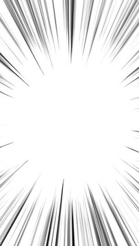 マンガの集中線の効果、放射線の白黒のアニメーション縦長ビデオ