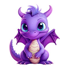 Obraz premium Cute 3d cartoon baby dragon isolated on transparent background