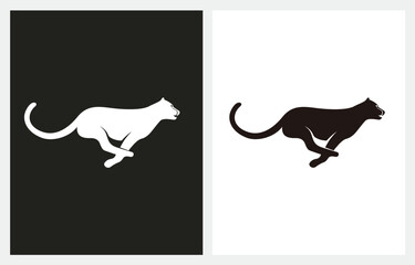 Cheetah Fast Run Jump Silhouette logo icon vector template isolated on white background © S 88