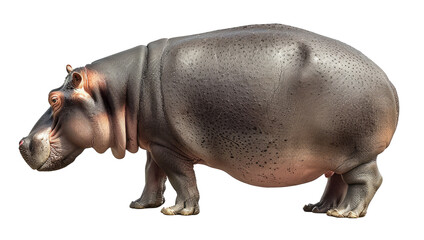 Hippo isolated on transparent background, side view