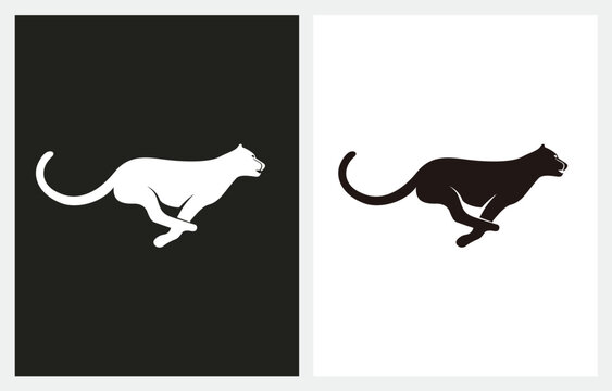 Cheetah Fast Run Jump Silhouette logo icon vector template isolated on white background