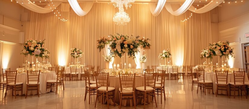 Wedding-ready banquet hall decor