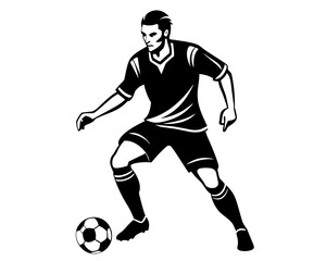 soccer player kicking ball silhouette