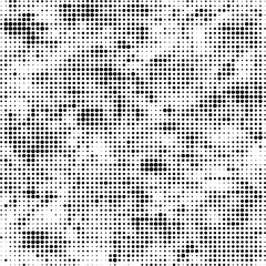 Halftone faded gradient texture. Grunge halftone grit background. White and black sand noise wallpaper. Retro pixilated vector backdrop