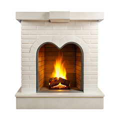Chimney or fireplace with burning wood.