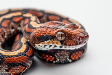 Fototapeta premium Dominican red mountain boa snake on white background. AI Generated 