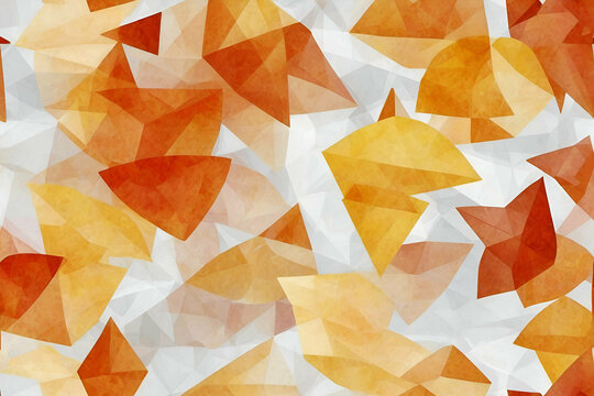 abstract background autumn leaves on white background. Triangular low poly style