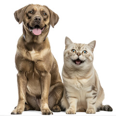 cat and dog sitting on transparency background PNG
