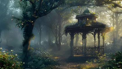 Store enrouleur occultant Forêt des fées Fairytale Gazebo in Forest Fantasy Background