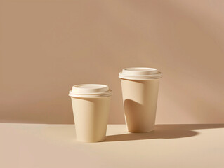 paper white cups mockup with different types of food inside