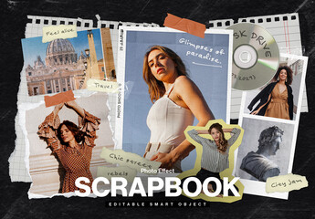 Photo Collage Scrapbook Mockup Layout