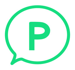 シンプルな緑色のPマークと吹き出し