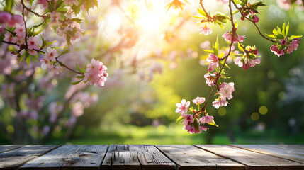 Wooden spring background with copy space.
