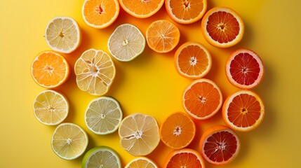 Playful and dynamic citrus-inspired color palette arranged in a wheel formation, adding a burst of creativity to any design project.
